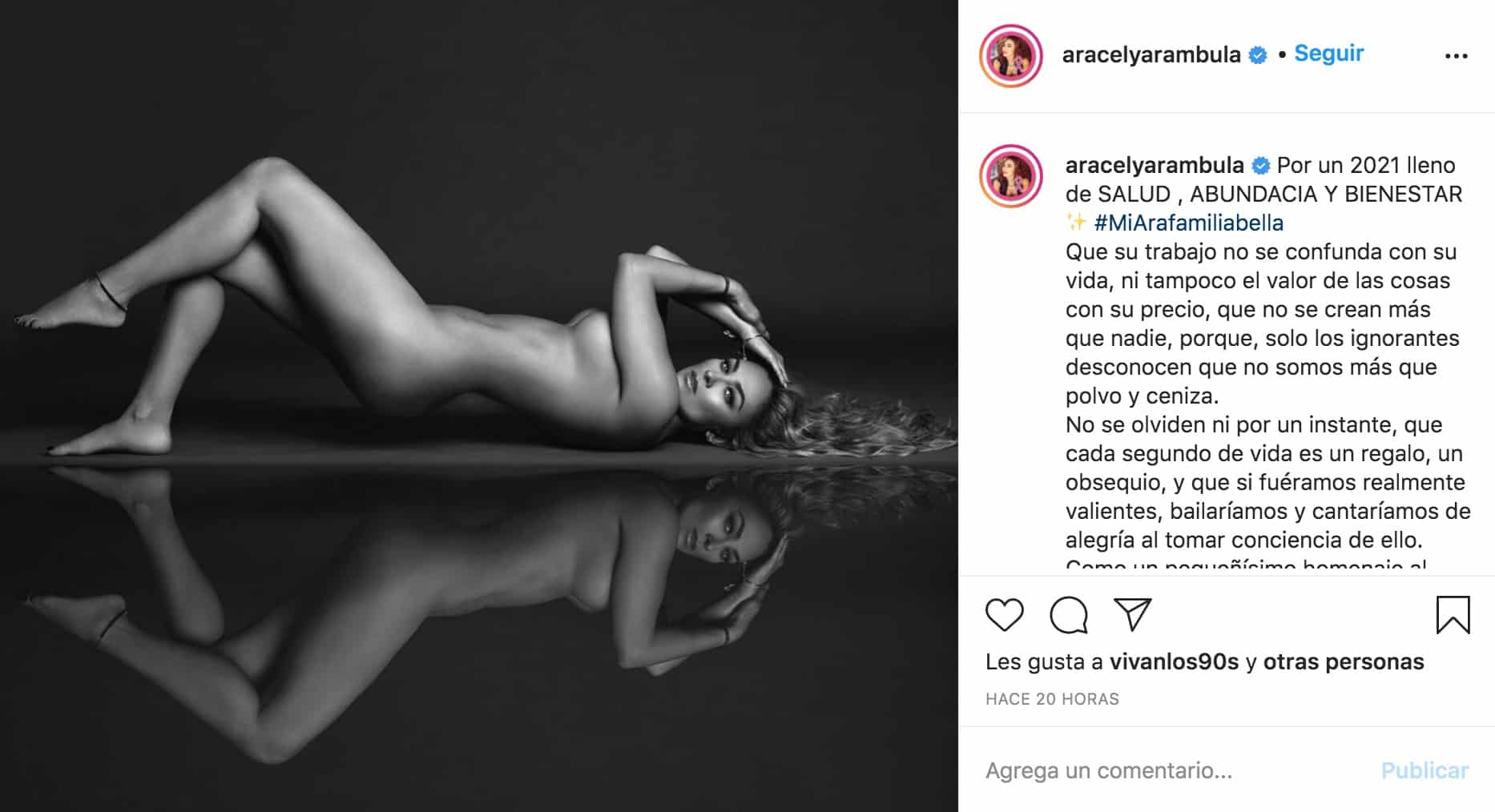 Aracely Arámbula comparte fotografía completamente desnuda por la llegada  del 2021 - Javier Alatorre